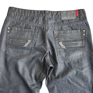 Ecko 72 Unltd Slim Straight Jeans Men’s 36X32 Gray Embroidered Pockets Y2K Goth